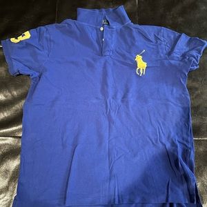 Polo short sleeve navy blue and yellow